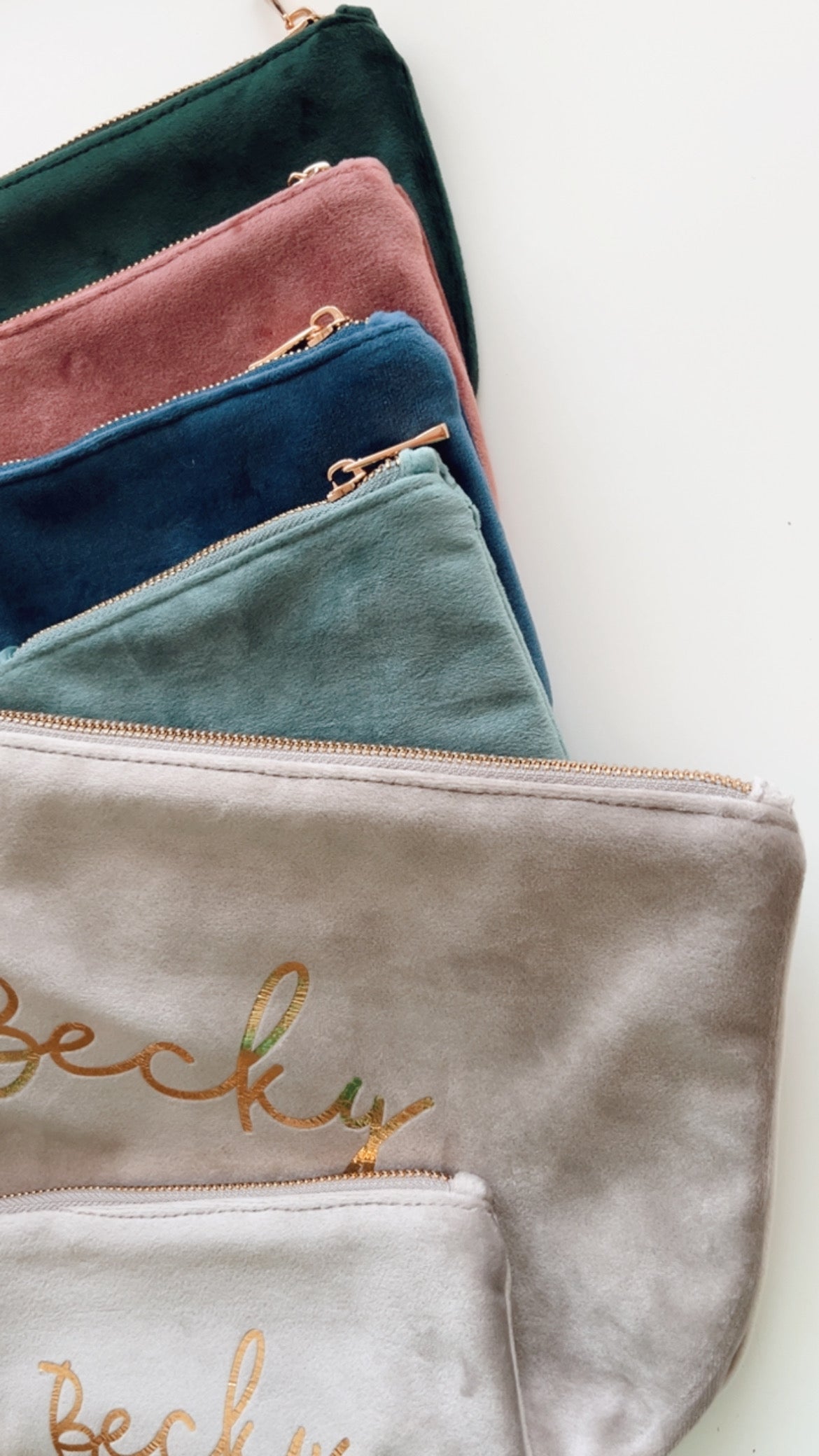 Velvet Accessory Bag Script Font