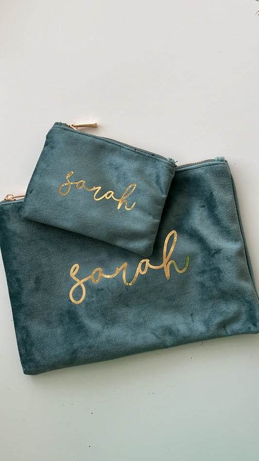 Velvet Accessory Pouch Script Font