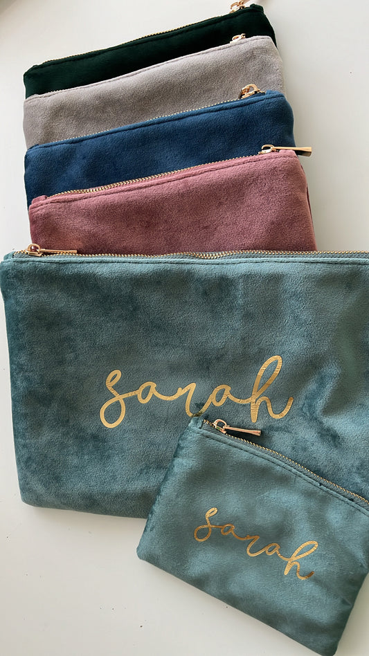 Velvet Accessory Pouch Script Font