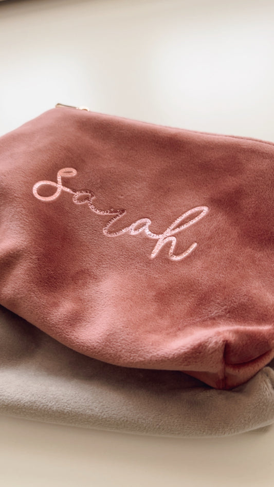 Velvet Accessory Bag Script Font